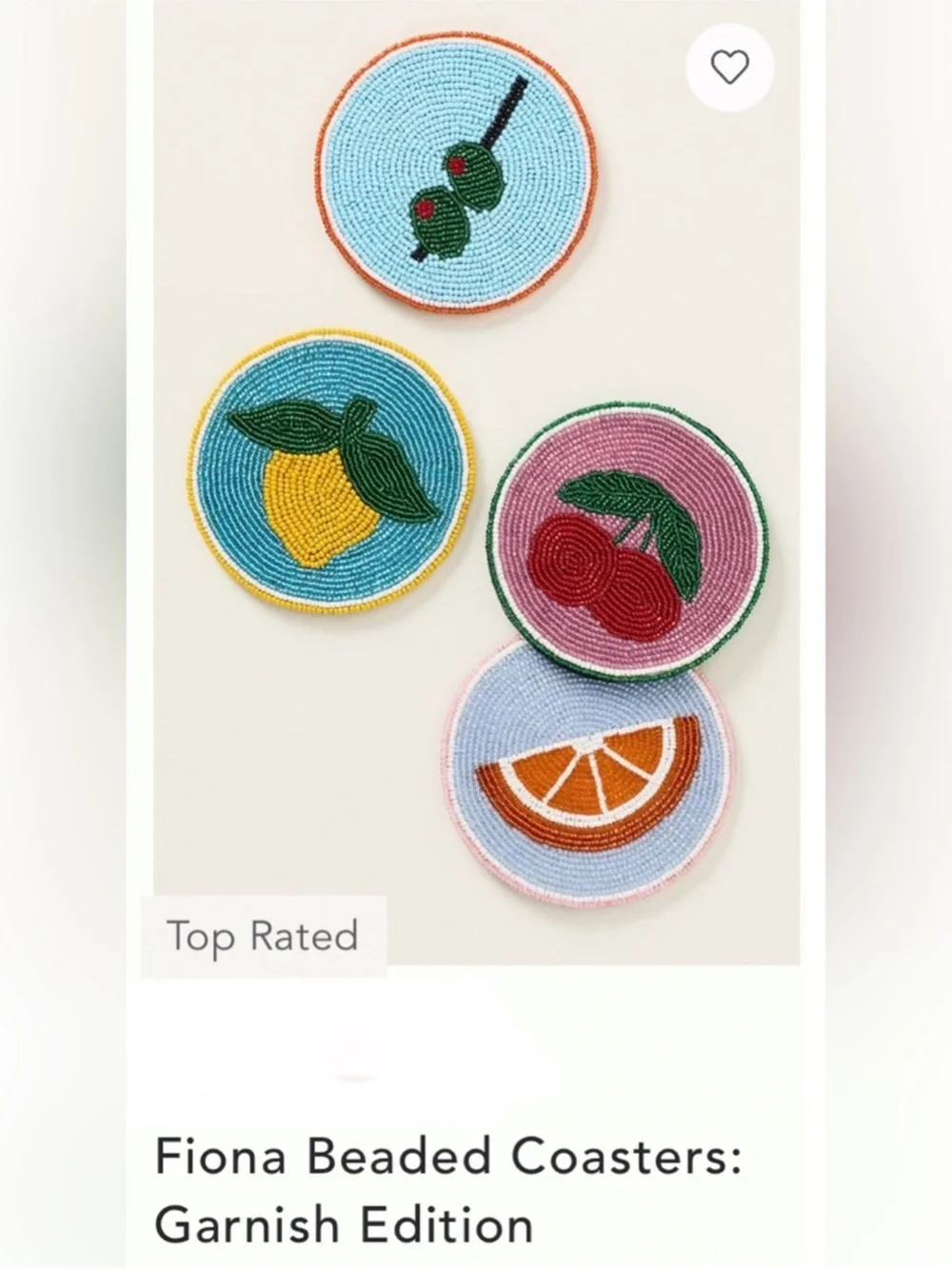 Anthropologie Fiona Beaded coaster in lemon